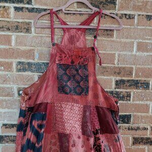 Deadheads Closet Red Patchwork Print Boho/Grateful Dead Jumpsuit